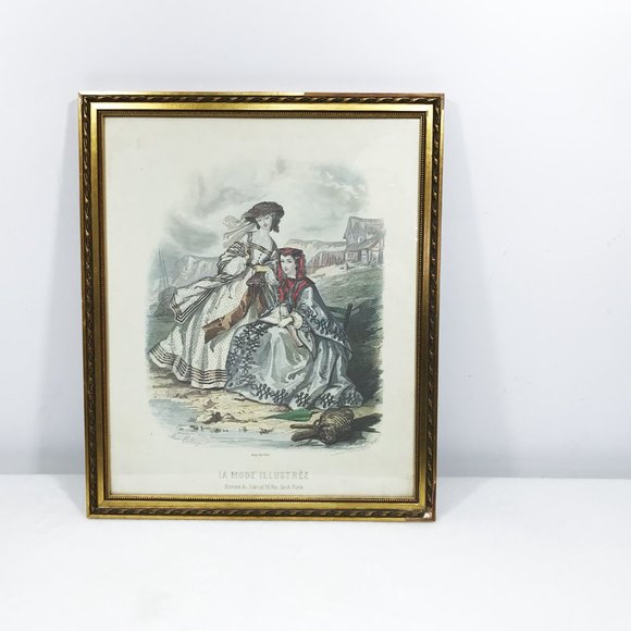 Vintage La Mode Illustree Framed Art Bureaux du Journal 56 Rue Jacob Par… - Picture 3 of 8